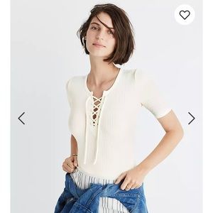 Madewell Ribbed Lace Up Bodysuit
